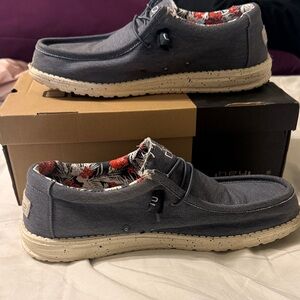 Hey Dude Charcoal Loafers with Patterned Lining